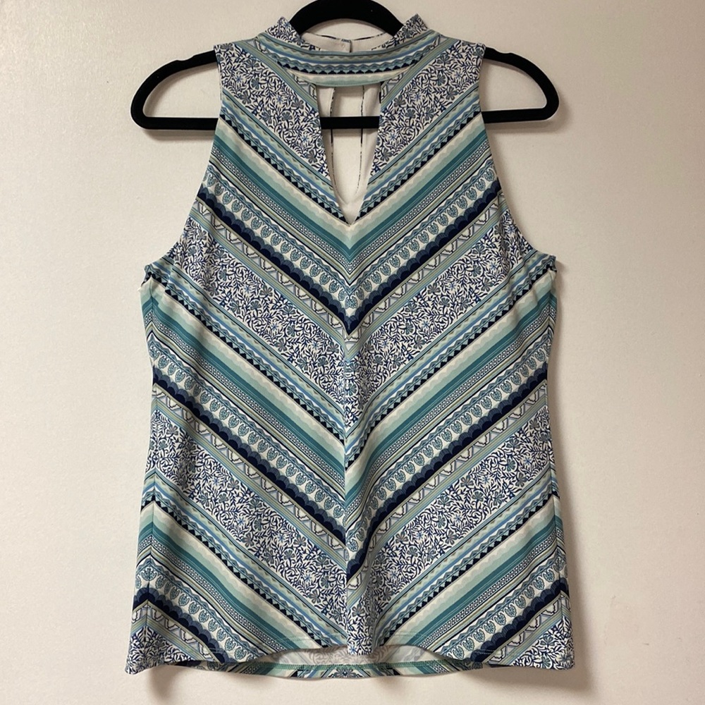 Small White House Black Market Blue Haltertop